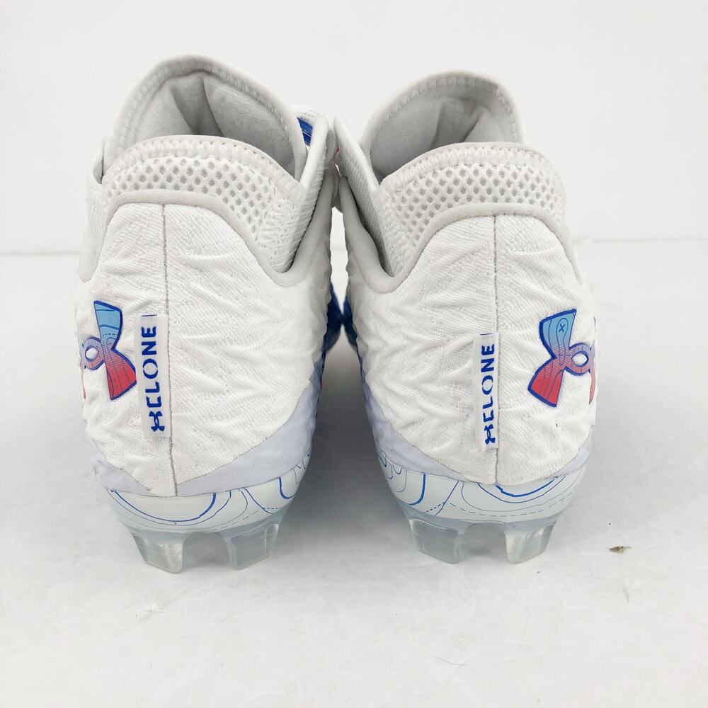 Under Armour Spotlight Clone 4 MC TX Football Cleats Mens 14 White Blue NWOB - Picture 11 of 13